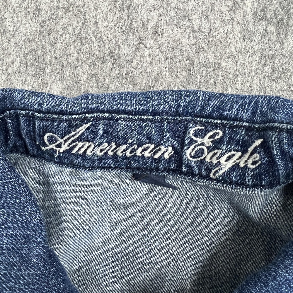 American Eagle Jacket Womens S Blue Denim Cropped Trucker Button Casual Outdoor - Picture 3 of 14